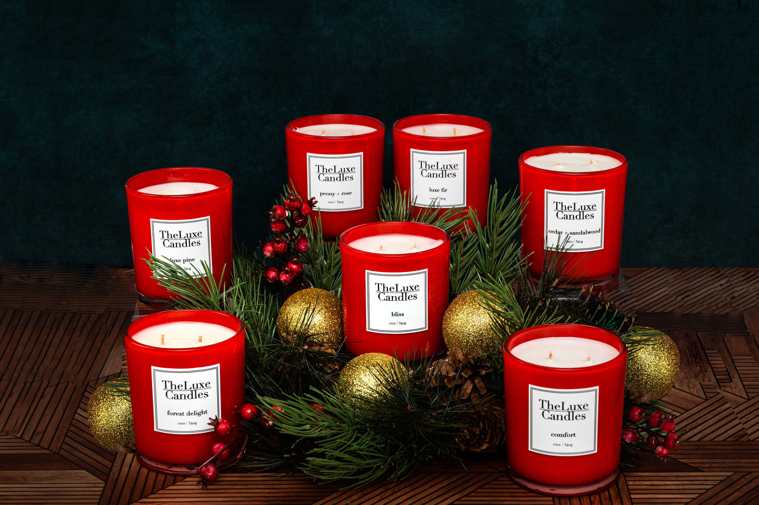 red holiday red candle jars