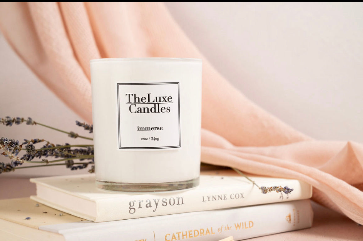 pear peach patchouli candle