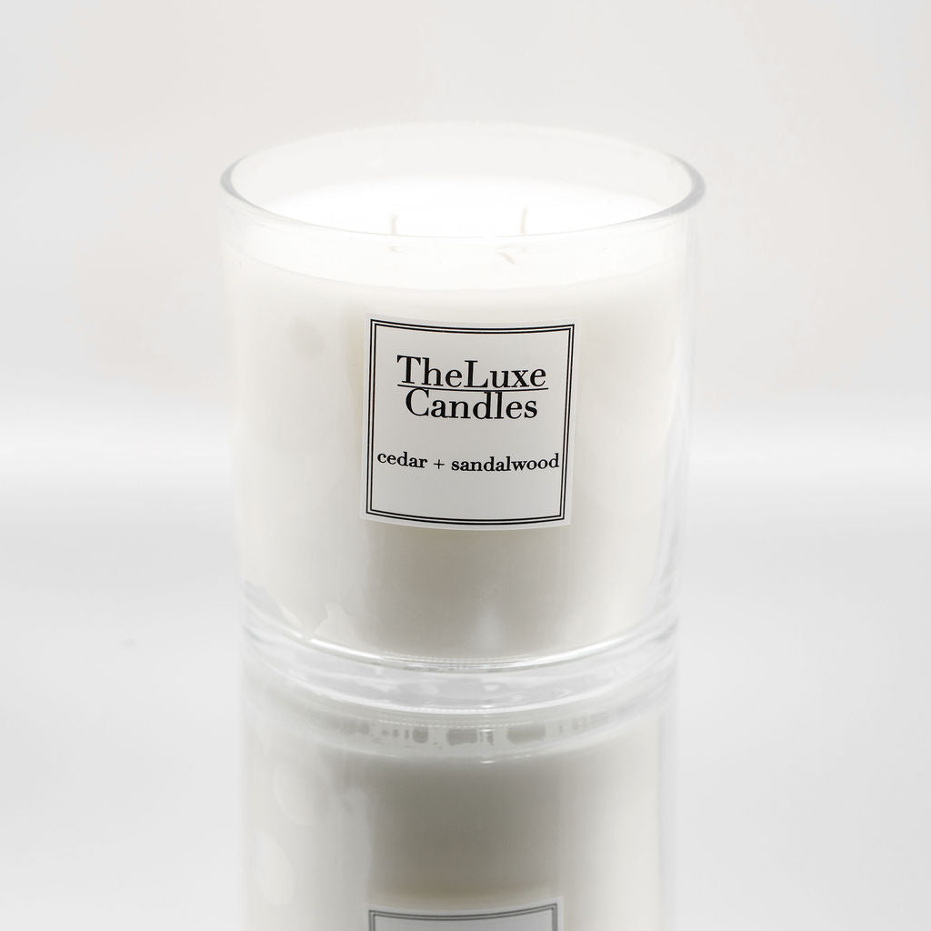 CEDAR + SANDALWOOD THREE -WICKS LUXE CANDLE