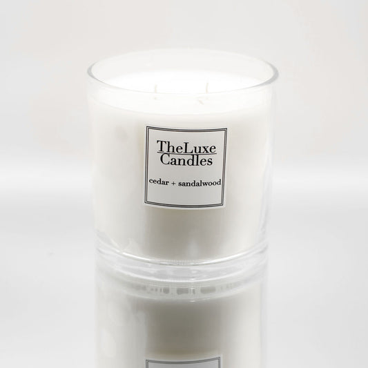 CEDAR + SANDALWOOD THREE -WICKS LUXE CANDLE