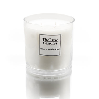 CEDAR + SANDALWOOD THREE -WICKS LUXE CANDLE
