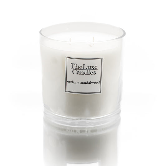 CEDAR + SANDALWOOD THREE -WICKS LUXE CANDLE
