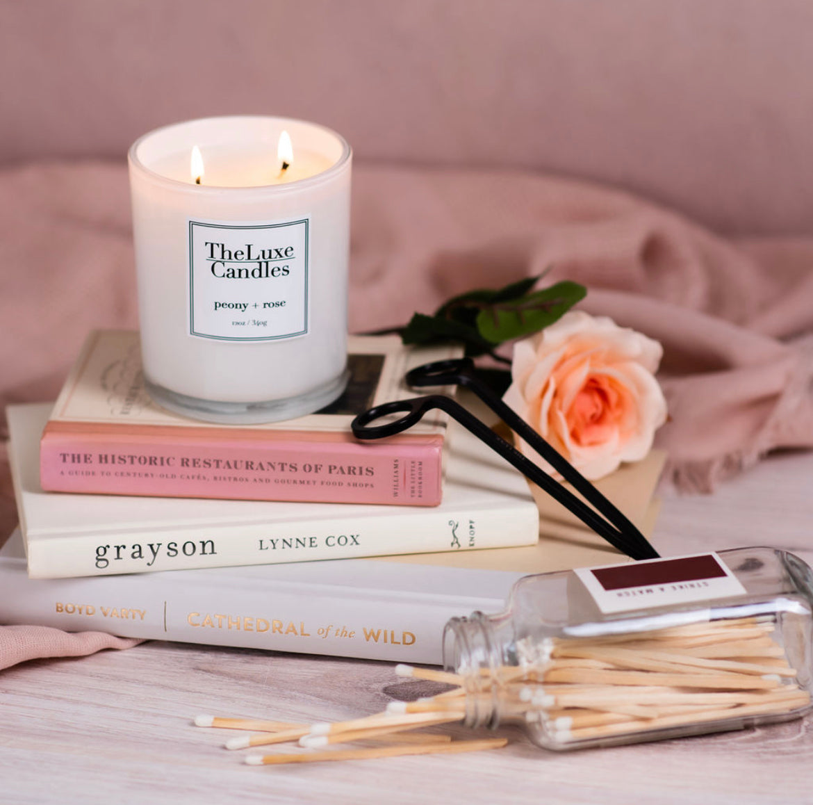 peony + rose candle